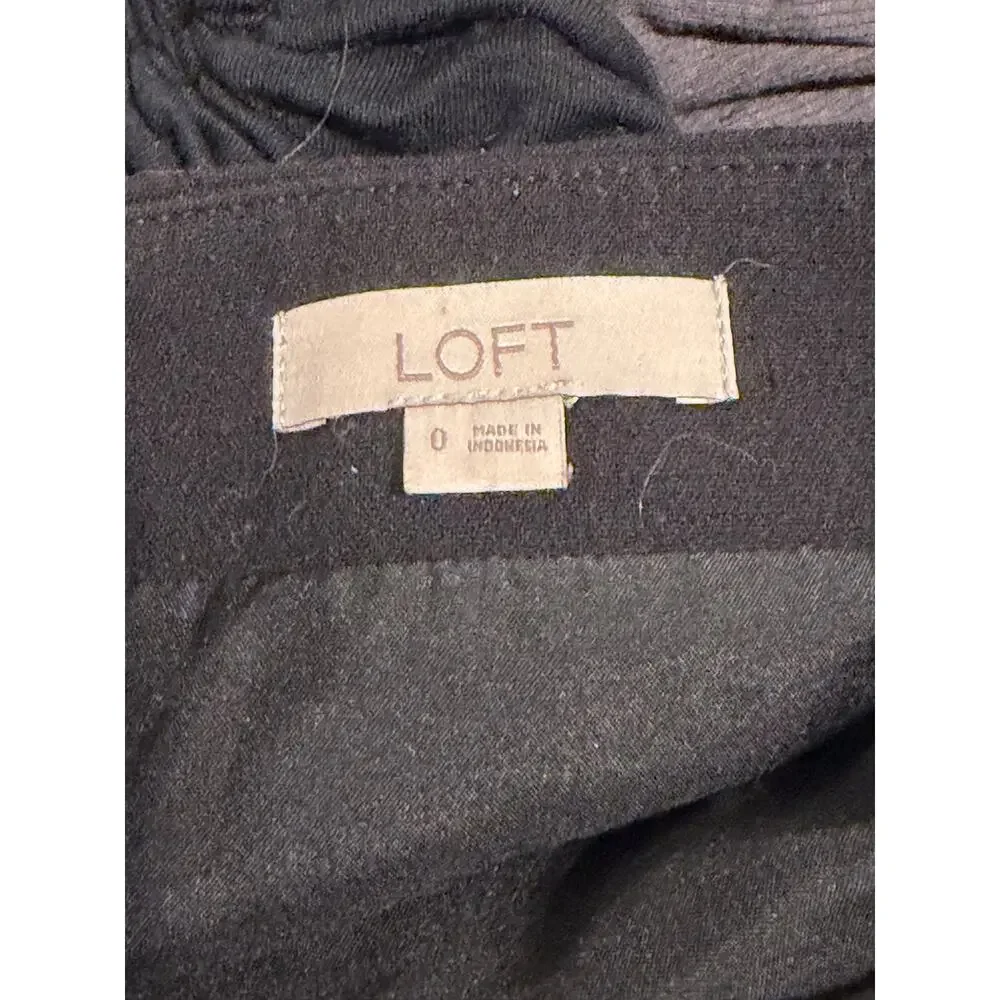 LOFT Midi Dress High Low Fit Flare Women Sz 0 Black V Neck Elegant Classic Glam - Picture 4 of 4